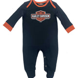 Harley-Davidson Bar & Shield Logo Knit Footed Long Sleeve Romper