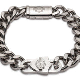 Harley-Davidson® Men's Bar & Shield Padlock Curb Chain Bracelet - Stainless Steel