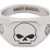 Harley-Davidson Men's Willie G Skull Beveled Edge Ring Stainless Steel