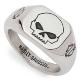 Harley-Davidson Men's Willie G Skull Beveled Edge Ring Stainless Steel