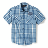 SHIRT-WOVEN,BLUE/OFF WHITE PLAID