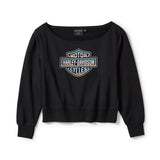 CHROME EVO OFF THE SHOULDER SWEATSHIRT-KNIT, BLACK