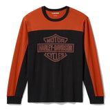 Harley-Davidson Men's H-D Essential Colourblock Long Sleeve Tee - Harley Black & Harley Orange