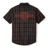 SHIRT-WOVEN,BLACK/TAN PLAID