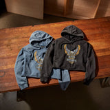 NEON EAGLE CROPPED HOODIE-KNIT,CROPPED,BLACK