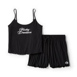 Harley-Davidson Women's Lettuce Trim Pajama Short Set - Harley Black