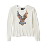 NEON EAGLE DISTRESSED WAFFLE KNIT TEE-KNIT, OFF WHITE