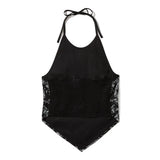 CLASSIC PAISLEY BANDANA HALTER-KNIT, BLACK