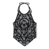 CLASSIC PAISLEY BANDANA HALTER-KNIT, BLACK