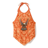 CLASSIC PAISLEY BANDANA HALTER-WOVEN, ORANGE