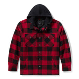 Harley-Davidson Men's Traveler Hooded Shirt Jacket - Plaid - Deep Red & Harley Black