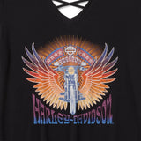 Harley-Davidson Women's Bling Sunset Ride Short Sleeve Laced Back Tee - Harley Black
