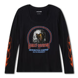 Harley-Davidson Women's Bling Flaming Iron Eagle Long Sleeve Tee
