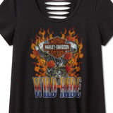 Harley-Davidson Women's Bling Wild Ride Short Sleeve Rip & Repair Tunic