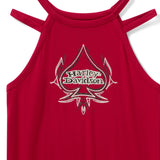 Harley-Davidson Women's Bling Spades Strappy High Neck Tank - Chili Pepper