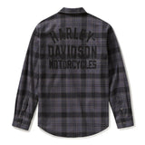 Harley-Davidson Racer Font Yarn Dyed Plaid Shirt - Plaid - Asphalt