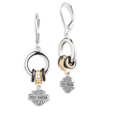 Harley-Davidson Women's Sterling Silver Round Link Logo Earrings