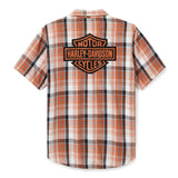 Harley-Davidson Men's Bar & Shield Plaid Shirt - Vintage Orange
