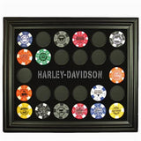 Harley-Davidson Poker Chip Collectors Frame - 26 chips