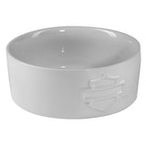 Harley-Davidson Sculpted Open Bar & Shield Logo Ceramic Pet Bowl - White