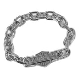 Men's Vintage Bar & Shield Stainless Steel Link Bracelet