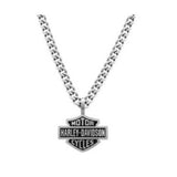 Men's Bar & Shield Curve Link Necklace Stainless Steel