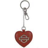 Harley-Davidson® Open Bar & Shield Logo Heart Shaped Leather Key Fob - Orange