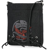 Harley-Davidson Women's Live To Ride Washed Canvas Crossbody Purse - Black