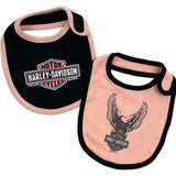 Harley-Davidson Newborn 2-Pack Knit Bibs - Pink