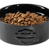 Harley-Davidson Sculpted Open Bar & Shield Logo Ceramic Pet Bowl - Black