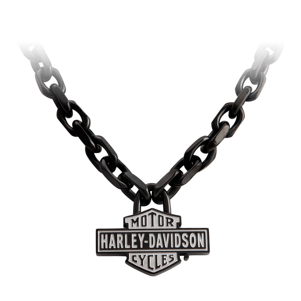 HARLEY-DAVIDSON® STAINLESS STEEL VINTAGE BAR & SHIELD NECKLACE // HSN0088