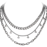 HARLEY-DAVIDSON® STAINLESS LAYERED MULTI DANGLE NECKLACE // HSN0100