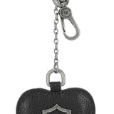Harley-Davidson Open Bar & Shield Logo Heart Shaped Leather Key Fob - Black