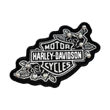 Harley-Davidson Silver Floral Sew-On Patch