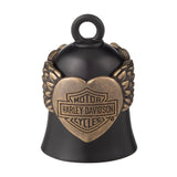 Harley-Davidson Brass Heart Wing Riding Bell - Black