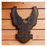 Harley-Davidson Vivid Bar & Shield Eagle Outdoor Wall Decor, Custom Shaped Wood