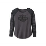 Women's Authentic Bar & Shield Rib-Knit Top - Grey