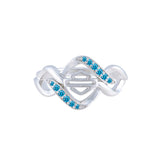 Harley-Davidson® Women's Interlock Blue Bling Stone Ring // HDR0538