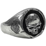 Harley-Davidson® Men's Skull Wax Seal Silver Ring // HDR0546